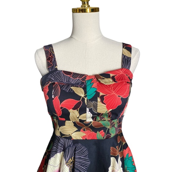 Eva Rose Vtg Floral Sleeveless Fold-Over 1950s Retro Style Swing Dress Medium - Picture 5 of 8
